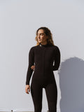 Basalt women’s 4/3mm Jersey front-zip wetsuit in black, front view